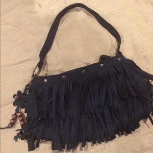 Girls faux suede fringe purse